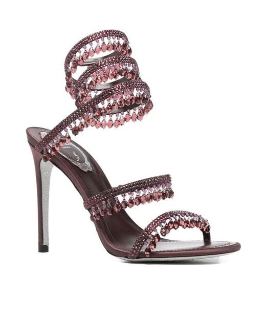 Rene Caovilla Pink Round-Toe High-Heeled Sandals