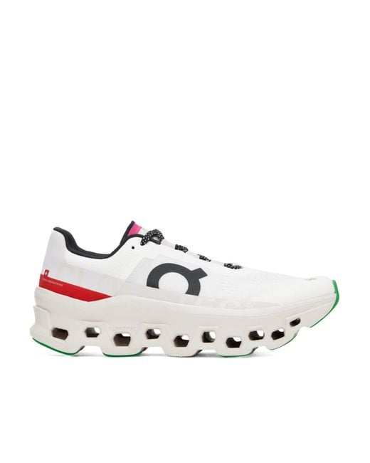 On Shoes White Cloudmonster Lace-Up Sneakers for men