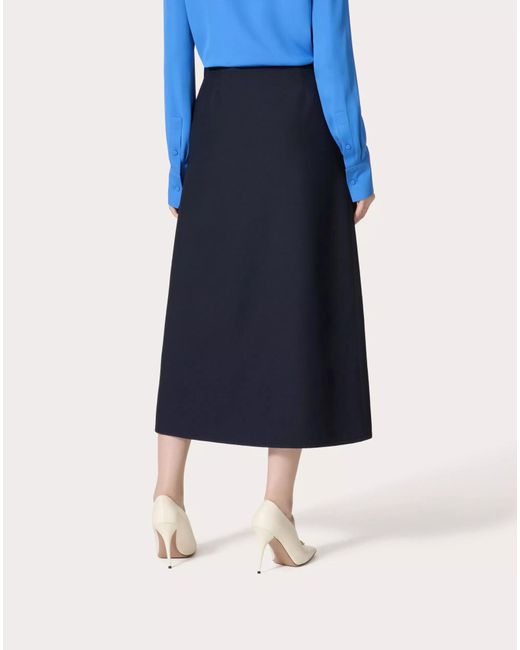 Valentino Blue Button Detailed High-Rise Midi Skirt