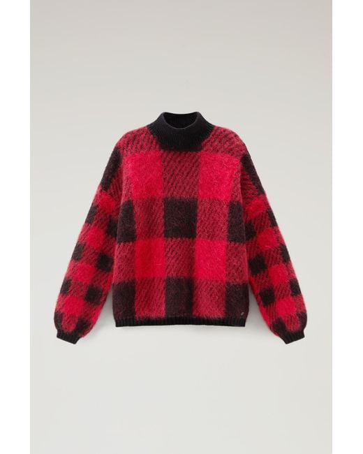 Woolrich Red Checked-Intarsia Knitted Jumper