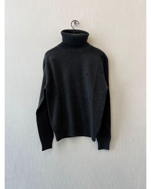AMI Blue Ribbed Turtleneck Sweater for men