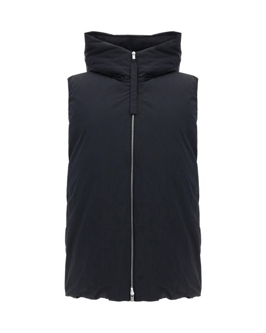 Jil Sander Blue Chaleco Zip-Up Hooded Gilet