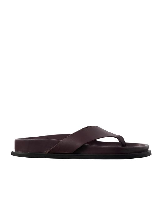 St. Agni Brown Leather Flip Flops