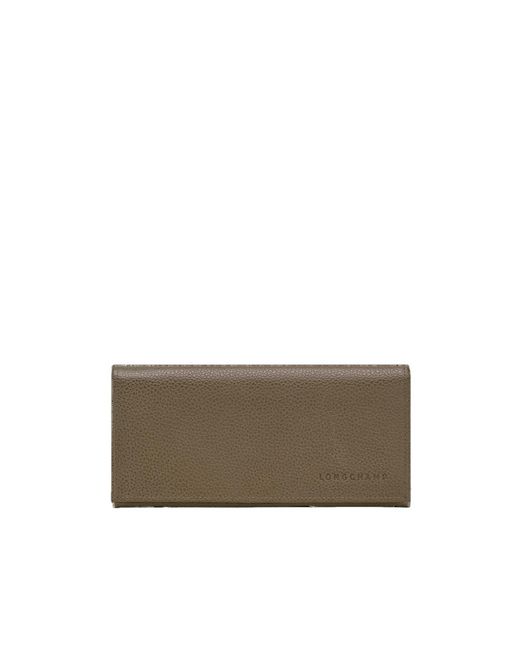 Longchamp Gray Le Foulonné Long Continental Wallet