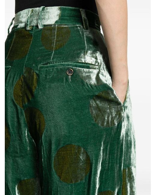 Uma Wang Green Pleated Zipper Casual Pants