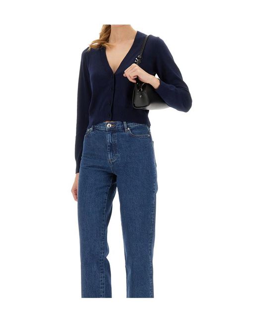 A.P.C. Blue Joséphine Anchor-Embellished Cardigan