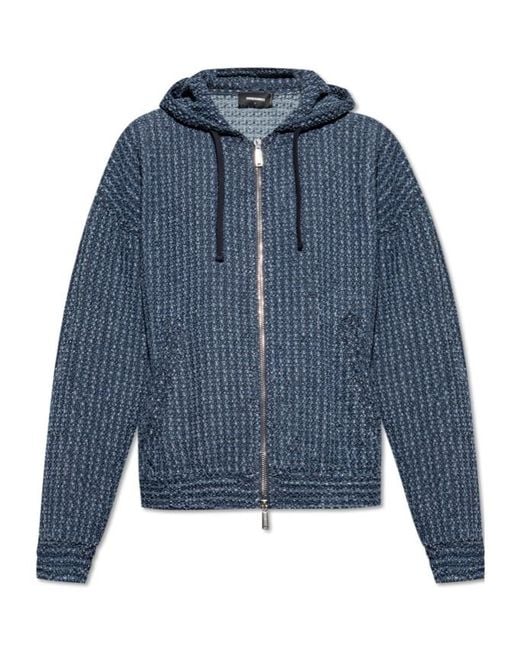 DSquared² Blue Hooded Zip-Up Jacket for men