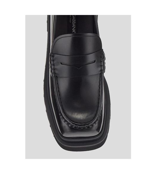 Dolce & Gabbana Black Square Toe Mocassins for men