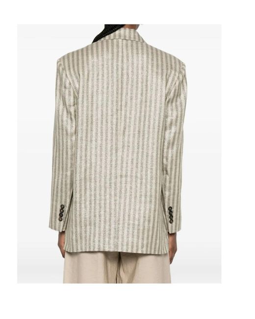 Brunello Cucinelli Natural Striped Pocket Blazer