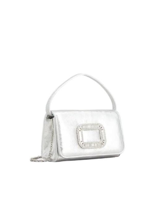 Roger Vivier White Pilgrim Embellished Micro Tote Bag
