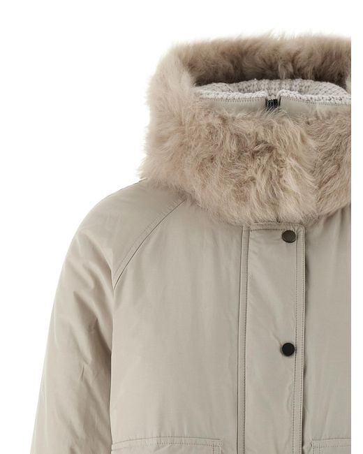 Brunello Cucinelli Gray Cashmere Neck Down Jacket