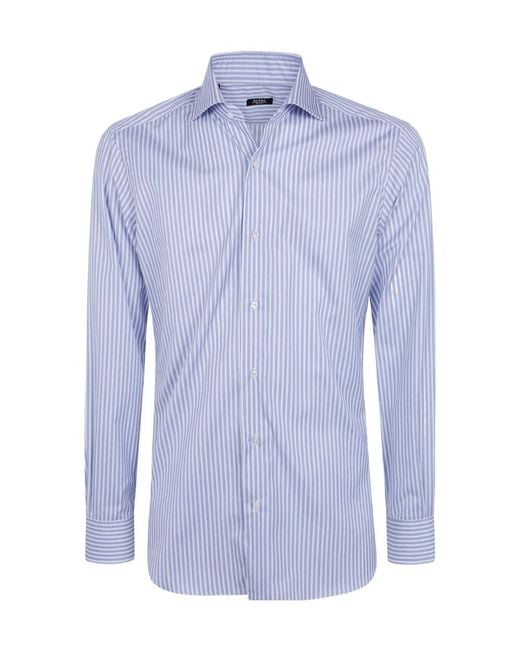 Barba Napoli Blue Striped Shirt for men