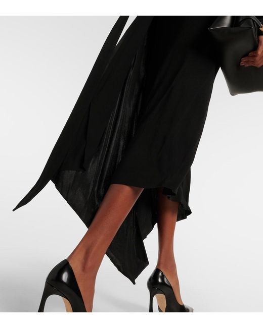 Victoria Beckham Black Asymmetric Ruched Midi Dress