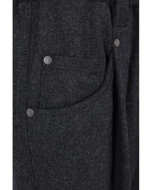 Brunello Cucinelli Blue Elastic Waistband Straight-Leg Trousers