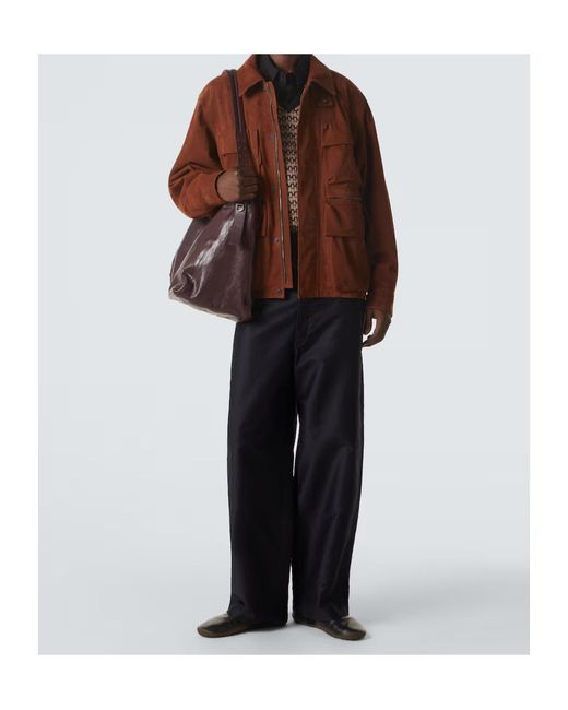 Lemaire Brown Zippered Leather Shoulder Bag for men