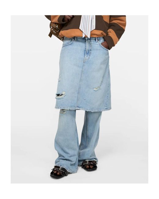 Acne Blue Ripped Panelled Jeans