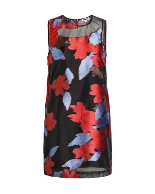 Staud Red Brea Floral-Detail Sleeveless Mini Dress