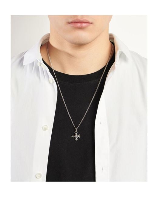 Emanuele Bicocchi Metallic Crystal-Embellished Crest Pendant Necklace for men