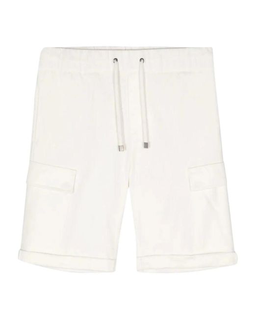 Peserico White Drawstring-Waist Cotton Shorts for men