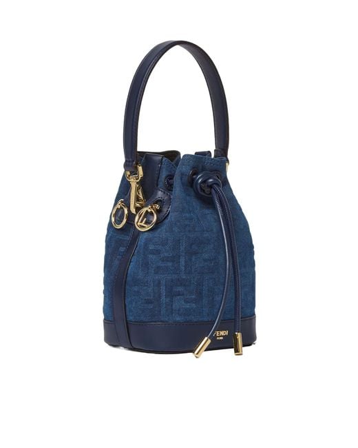 Fendi Blue Mon Tresor Ff Jacquard Bucket Bag