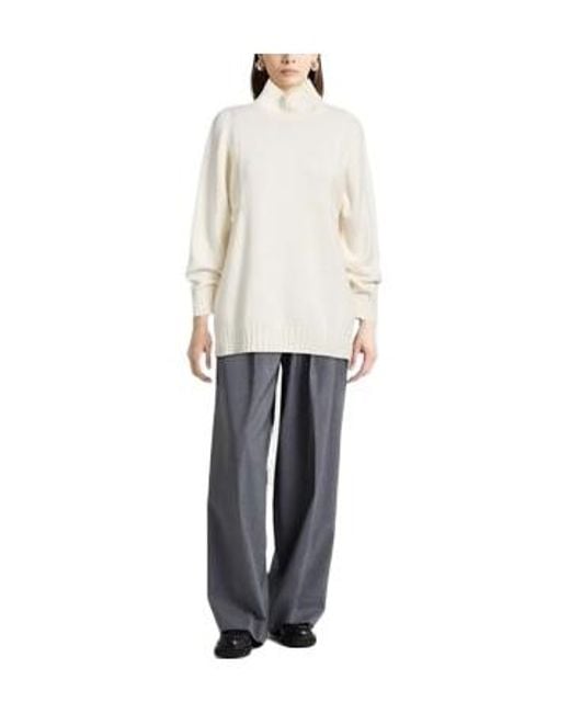 Max Mara White Mock-Neck Knit Top