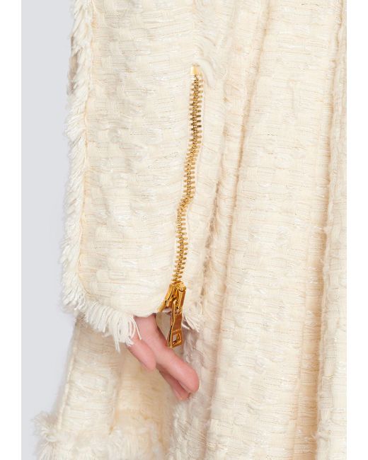 Balmain Natural Short Fringed Tweed Jacket