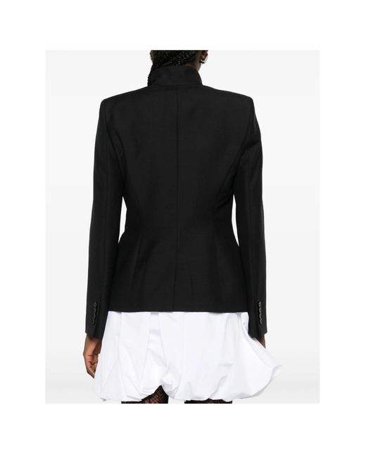 McQueen Black High-Neck Single-Button Jacket