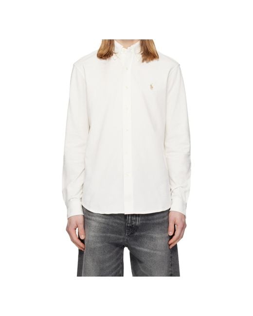 Polo Ralph Lauren White Ralph Lauren Embroidered Logo Shirt for men