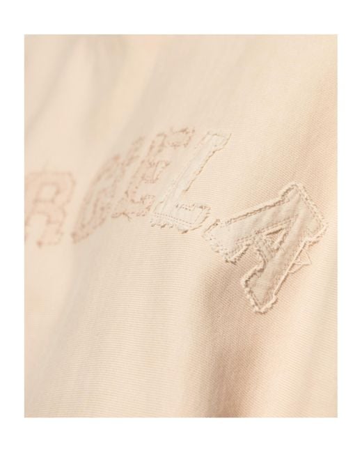 Maison Margiela Natural Logo Embroidered Long-Sleeved Hoodie