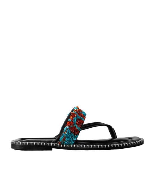 Dries Van Noten Multicolor Embellished Thong Slides