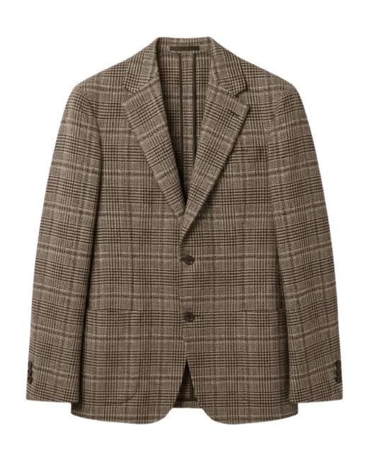 Lardini Brown Long-Sleeved Plaid Blazer for men