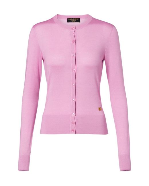 Dolce & Gabbana Pink Cashmere And Silk Cardigan