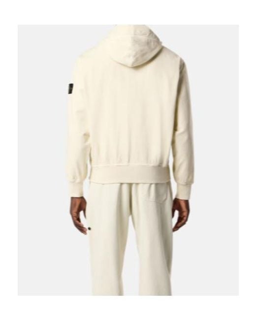 Stone Island White Oversized Fit Hooded Zip-Up Sweatshirt for men