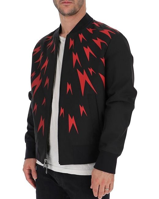 Neil Barrett Multicolor Lightning Printed Baseball Jacket for men