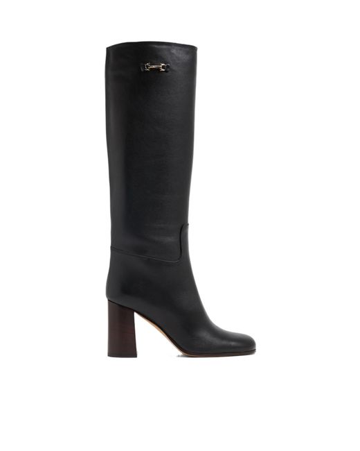 Ferragamo Black Ferragamo Gancini Knee-Length Boots