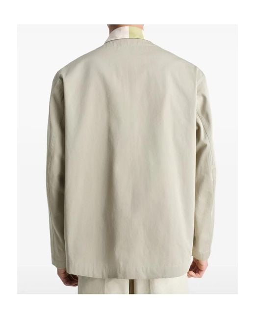 Lemaire Natural Collarless Overshirt for men