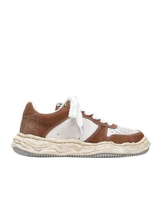 Maison Mihara Yasuhiro Brown Panelled Lace-Up Sneakers for men