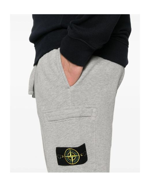 Stone Island Gray Compass-Badge Melange Tapered Trousers for men