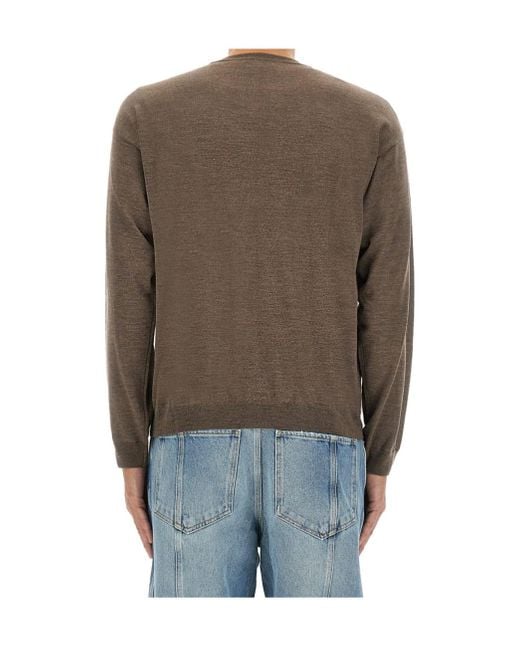 Moschino Brown Crewneck Knitted Jumper for men