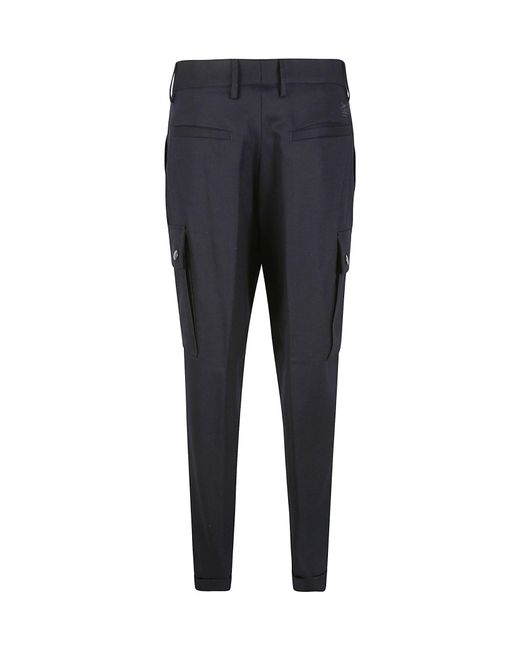 Etro Blue Cargo-Pockets Stretched Tapered Trousers for men