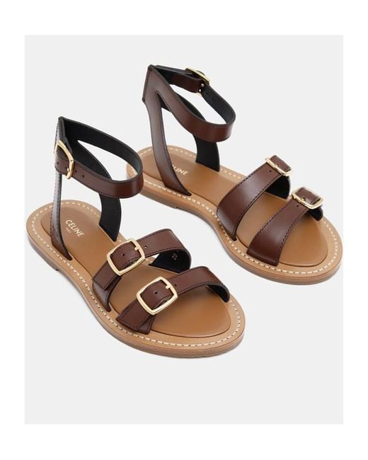 Céline Brown Round Toe Flat Sandals
