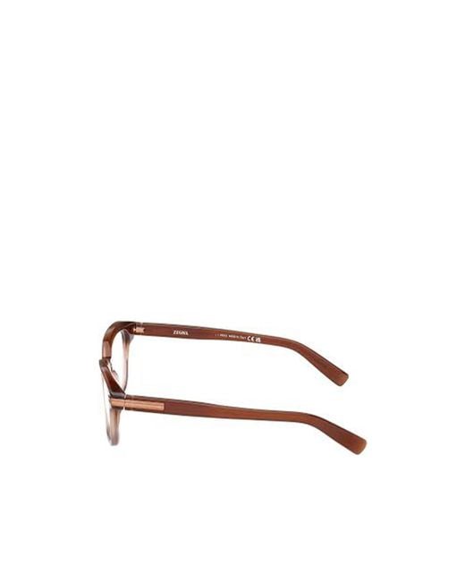 Zegna White Rectangle Frame Glasses for men
