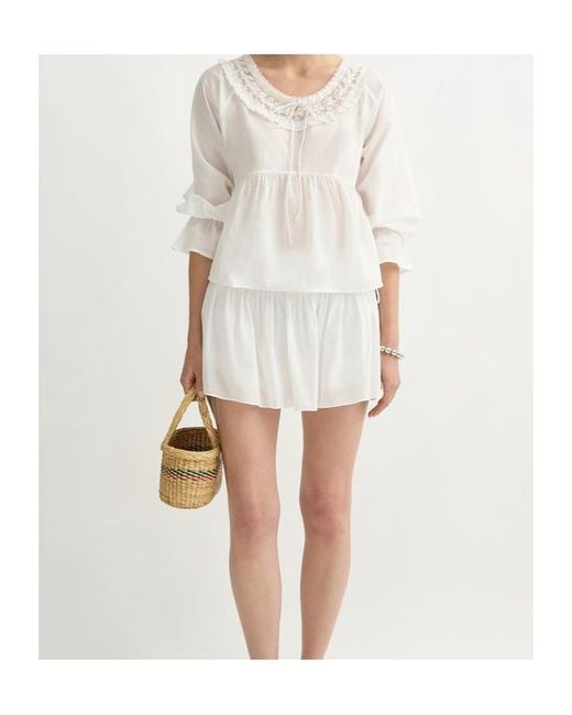 Posse White Danielle Lace-Trim Skort
