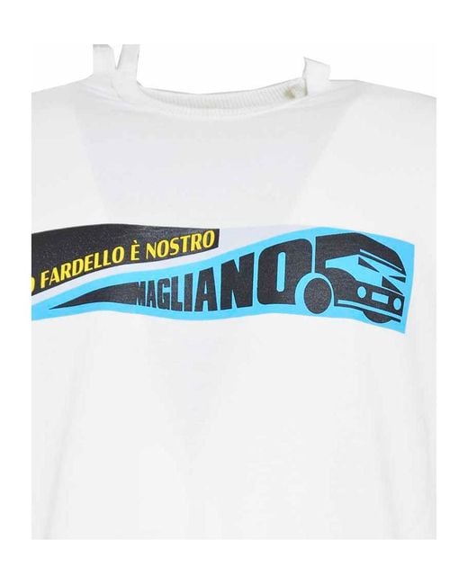 Magliano White Graphic Printed Crewneck T-Shirt for men