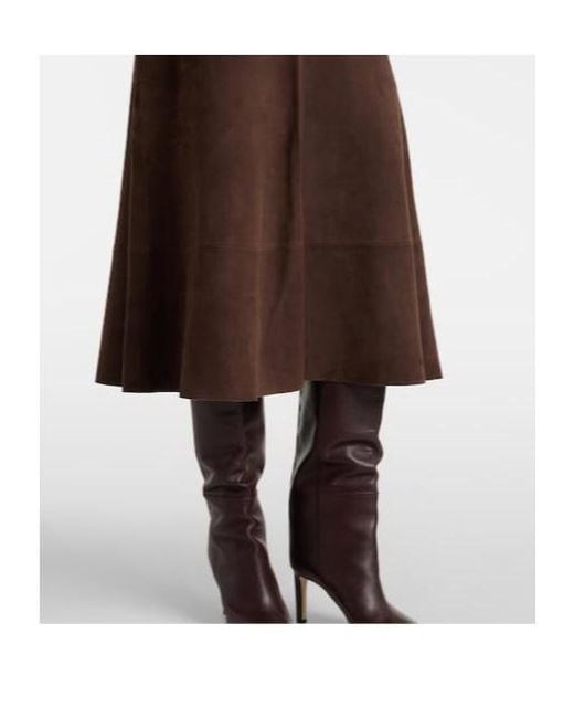 Yves Salomon Brown Suede Midi Skirt