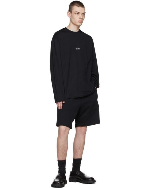 MSGM Black Logo Printed Short-Sleeved T-Shirt for men