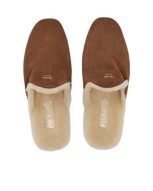 Prada Brown Flat Slippers