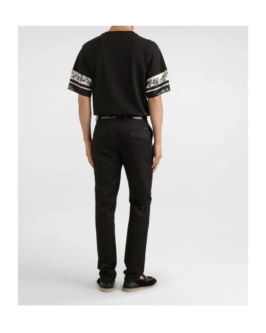 Dolce & Gabbana Black Floral Printed Crewneck T-Shirt for men