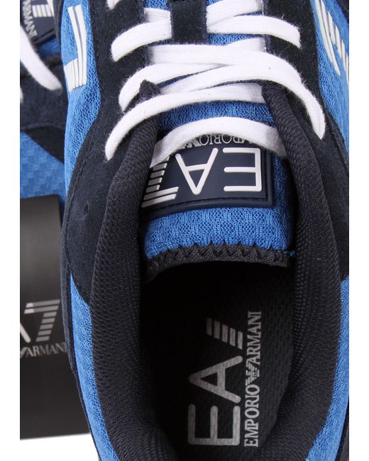 EA7 Blue Logo Lace Up Casual Sports Shoes for men