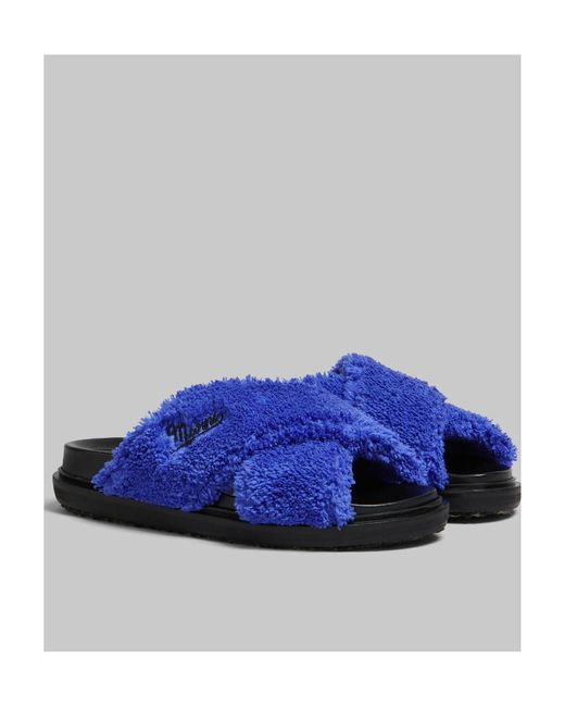 Marni Blue Terry Slide Sandal